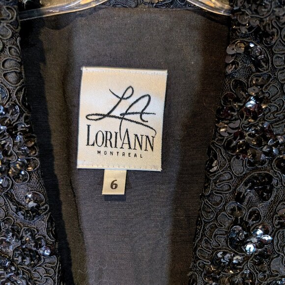 Lori Ann Montreal Black sequin and lace collar jacket Size 6 - Picture 5 of 7